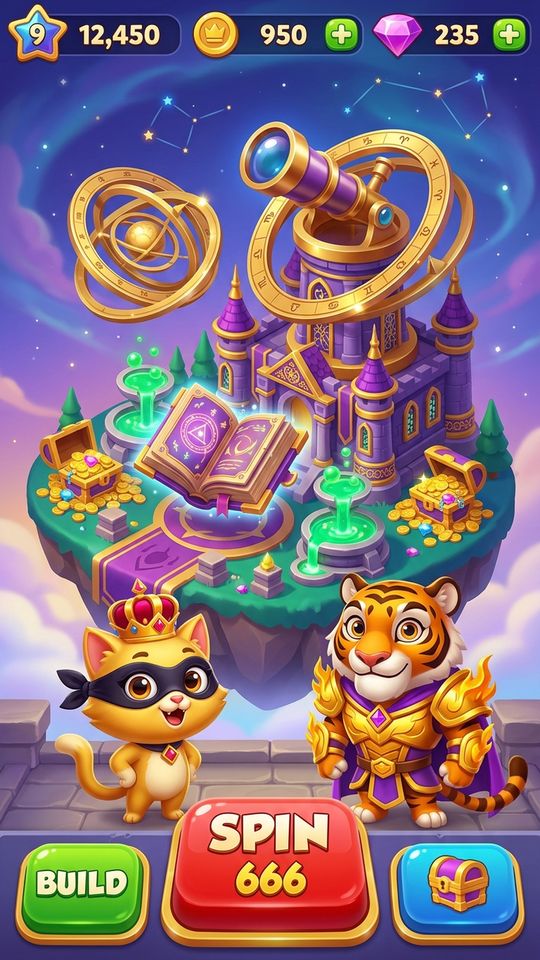 V100 024 Stage 25D Arcane Wizard Spellbook Astronomy Castle 9X16