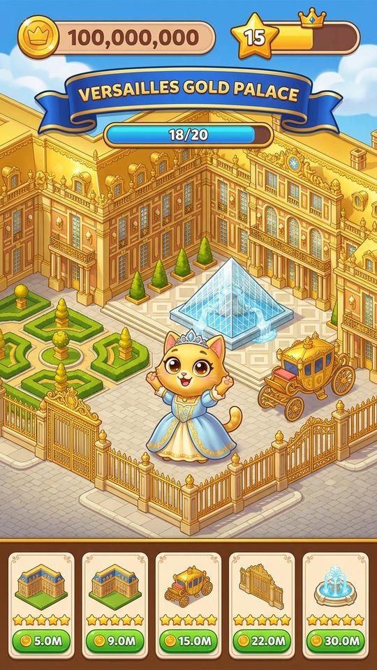 V360 909 Kingdom 25D Paris Versailles Golden Mirror Palace 666 9