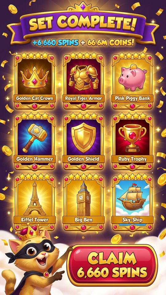 V100 058 Bonus 25D Royal 6 Star Golden Card Album 6660 Spins 9X1