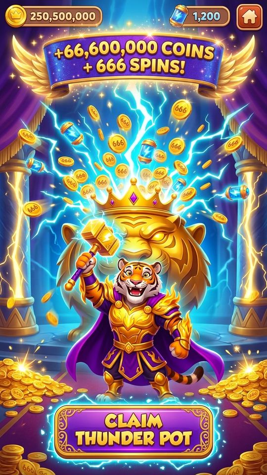 V100 052 Bonus 25D King Ribo Golden Tiger Thunder Pot 666 9X16